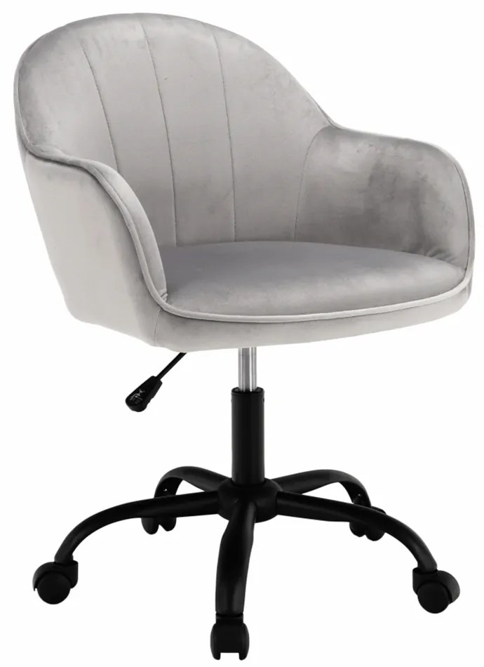 Scaun de birou, material textil din catifea gri deschis / negru, EROL