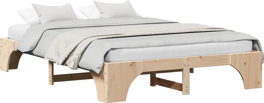 vidaXL Cadru de pat natural 150 x 200 cm Lemn de pin masiv