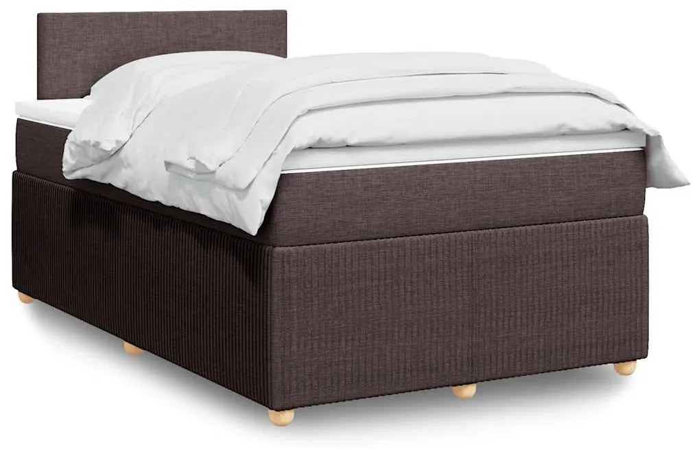 vidaXL Pat box spring cu saltea, maro închis, 120x200 cm, textil