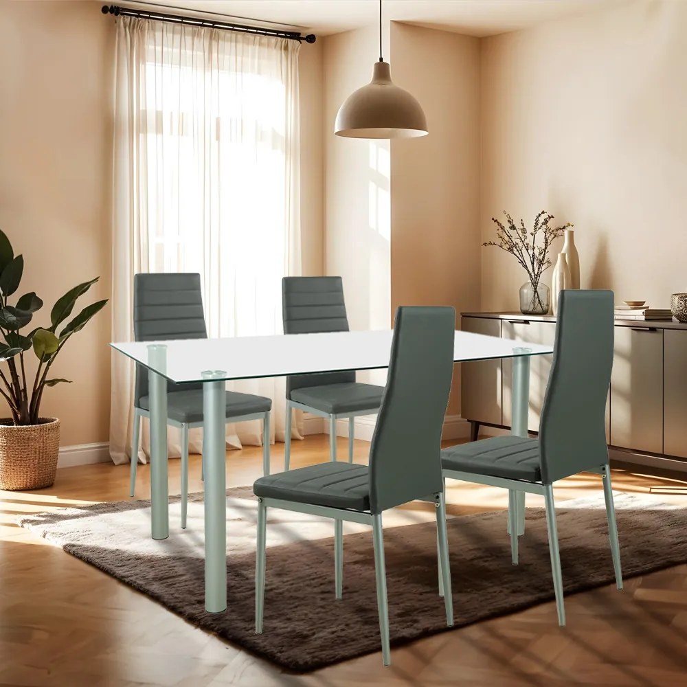 Set de masă Verna 4+1 gri-gri