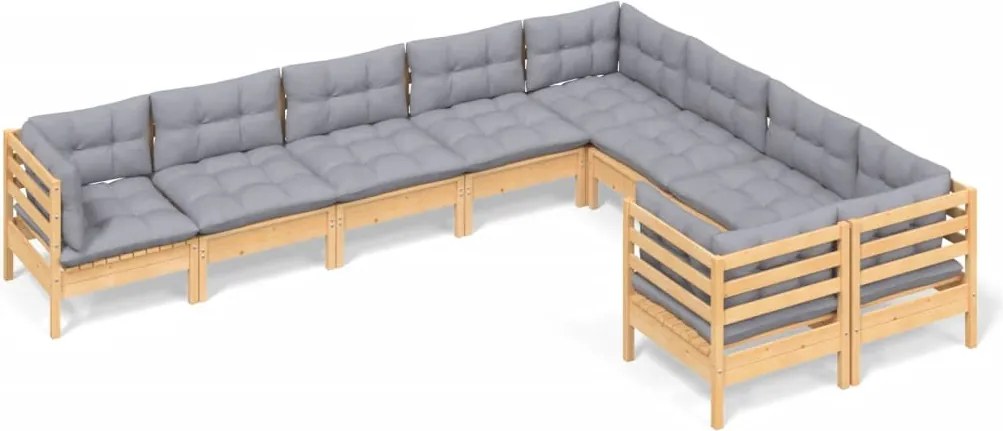 vidaXL Set mobilier de grădină cu perne, 5 piese, gri, lemn de pin