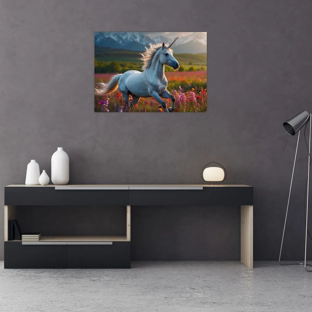 Tablou pe sticlă - Unicorn (70x50 cm)