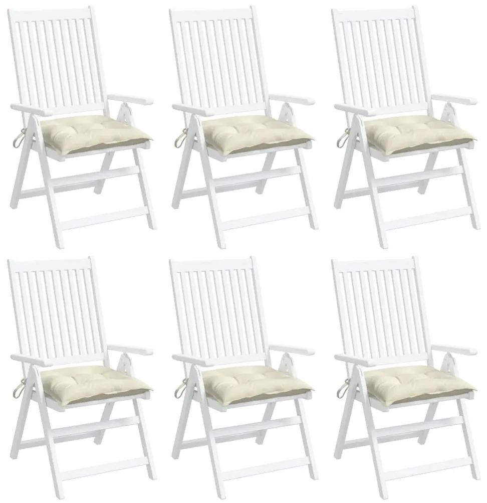 Perne de scaun, 6 buc., alb crem, 40 x 40 x 7 cm, textil 6, Crem, 40 x 40 x 7 cm