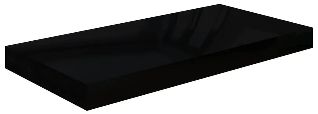 vidaXL Raft de perete suspendat, negru extralucios, 50x23x3,8 cm, MDF