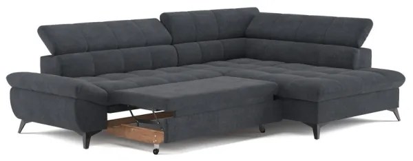 Canapea colțar extensibilă în L MARANO, dreapta, neagră