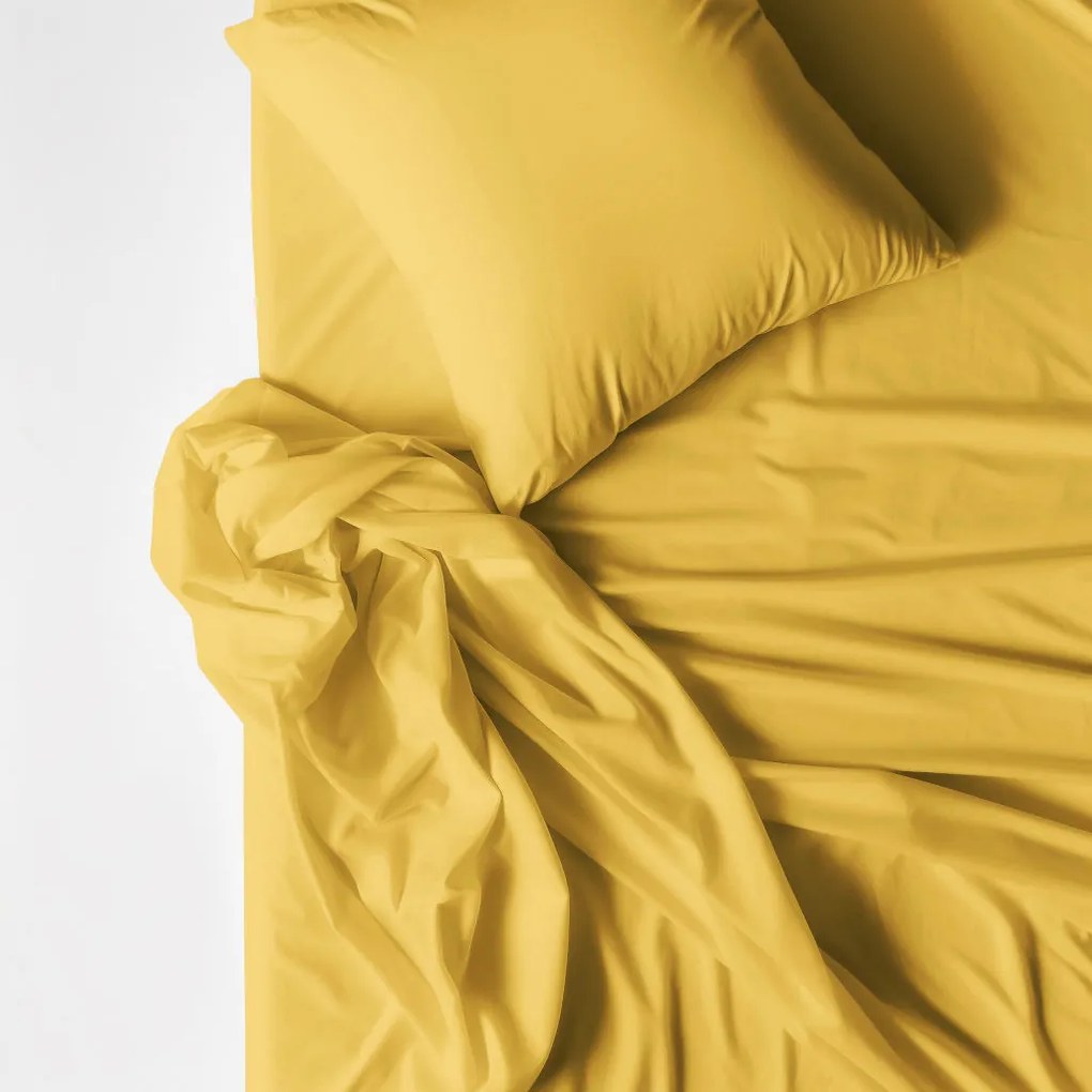 Goldea lenjerie de pat din 100% bumbac - galben-miere 140 x 220 și 50 x 70 cm