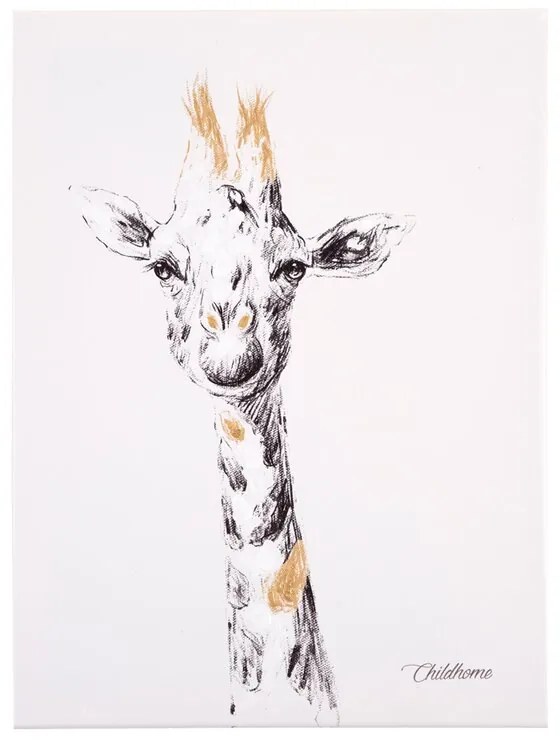Pictura in ulei Childhome 30x40 cm, Girafa cu detalii aurii