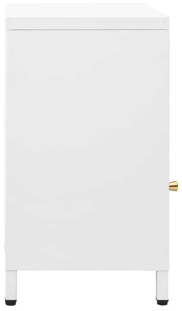 Noptiera, alb, 40x30x54,5 cm, otel si sticla 1, Alb