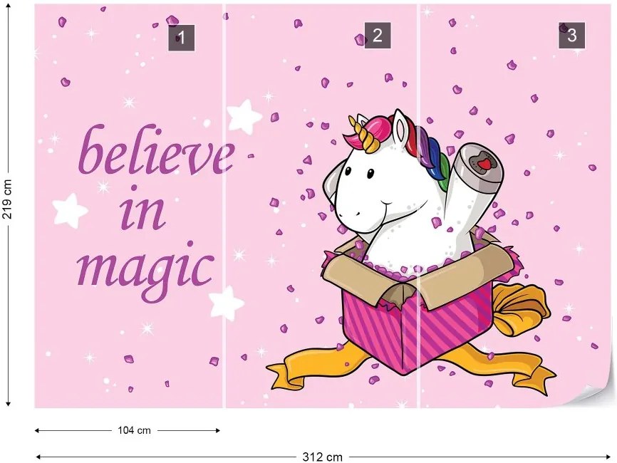 Fototapet GLIX - Unicorn "Believe In Magic" + adeziv GRATUIT Tapet nețesute - 254x184 cm