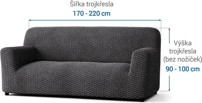 Gaico Huse bielastice MOSAICO gri închis fotoliu triplu (l. 170 - 220 cm)