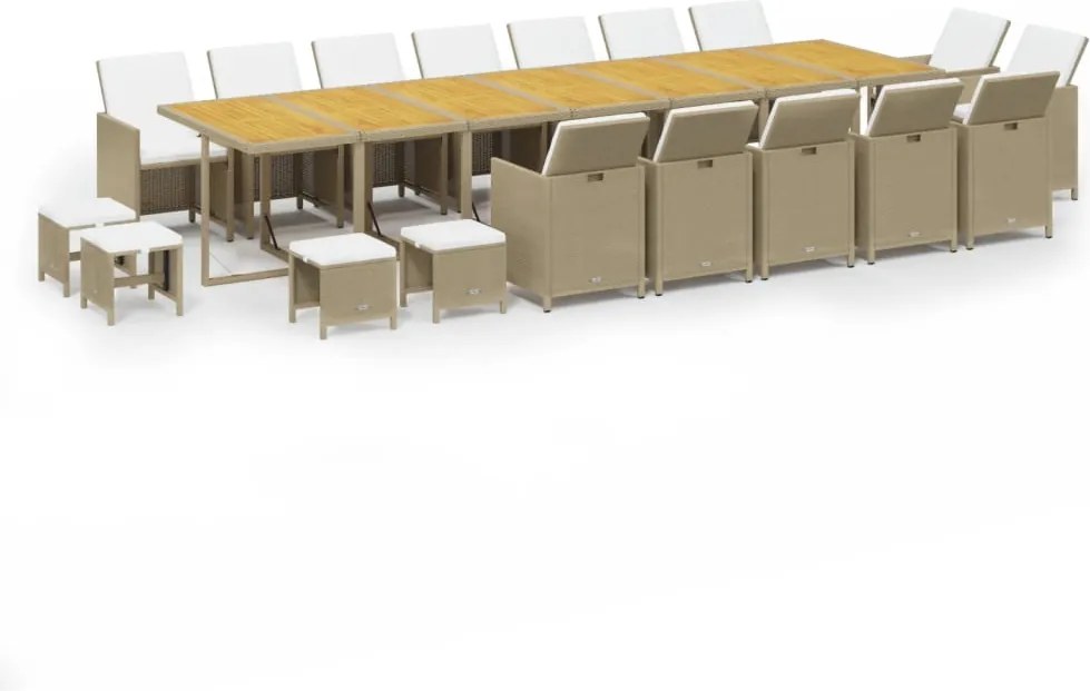 vidaXL Set mobilier de grădină cu perne, 19 piese, bej, poliratan