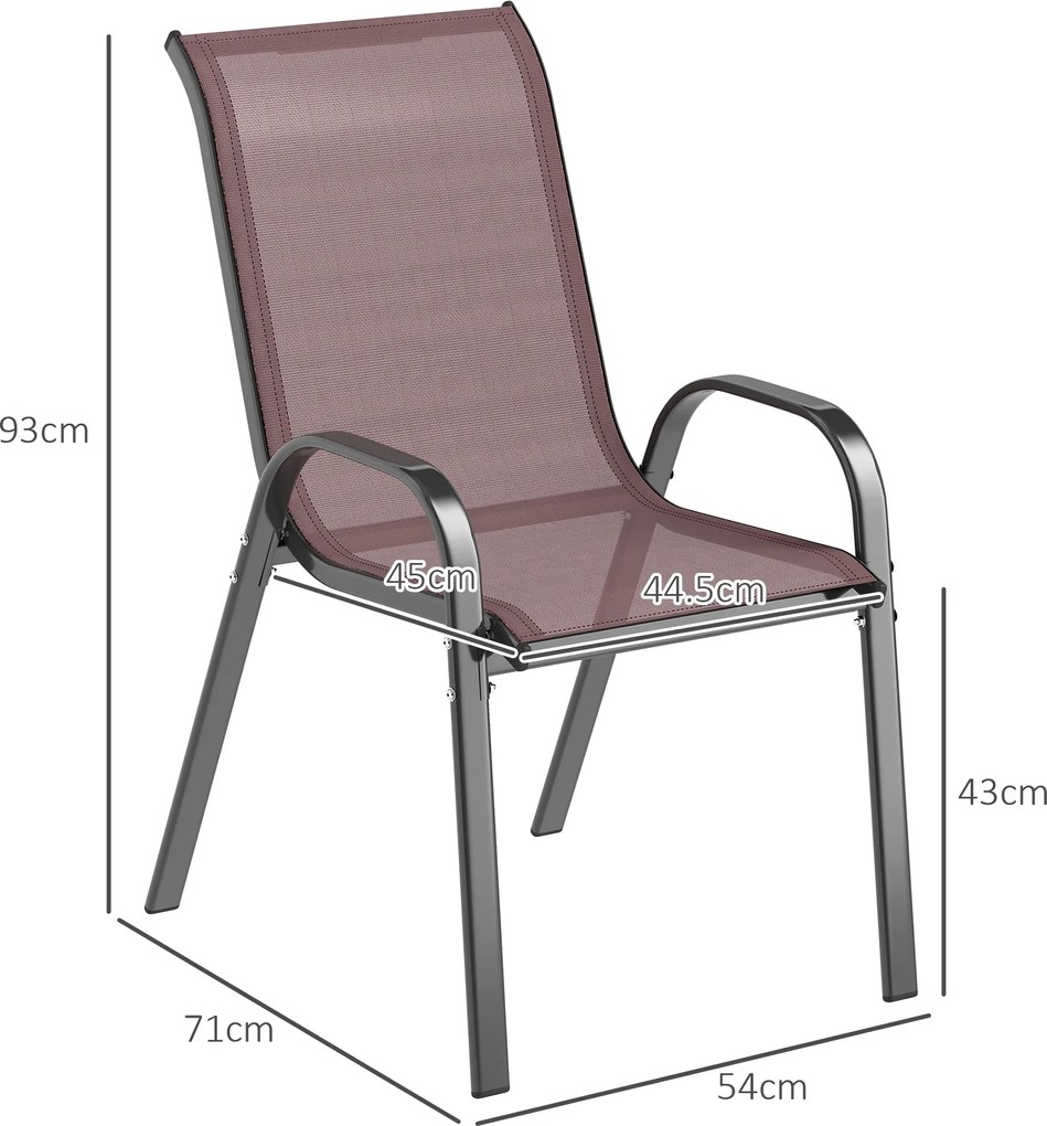 Outsunny Set de 4 Scaune Suprapozabile cu Spătar Înalt și șezut din Plasă, 54x71x93 cm, Negru | Aosom Romania