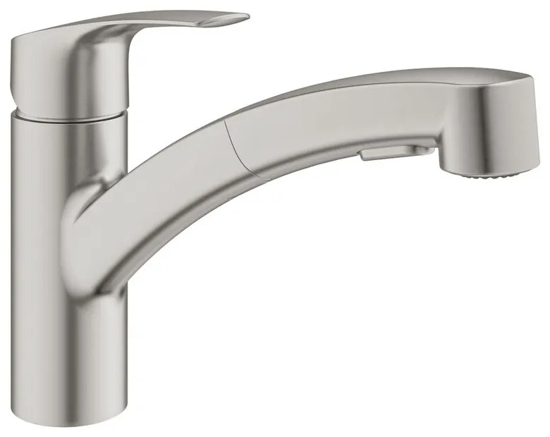 Baterie bucatarie cu dus extractibil Grohe Eurosmart Supersteel mat