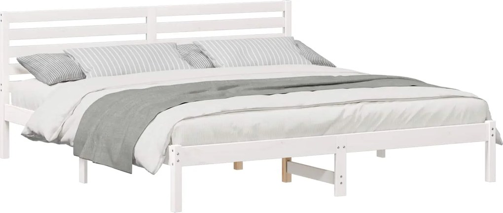 vidaXL Cadru de pat cu headboard Alb 180 x 200 cm Lemn de pin masiv