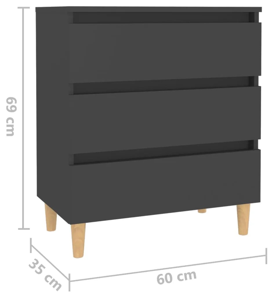 Servanta, gri, 60x35x69 cm, lemn prelucrat 1, Gri