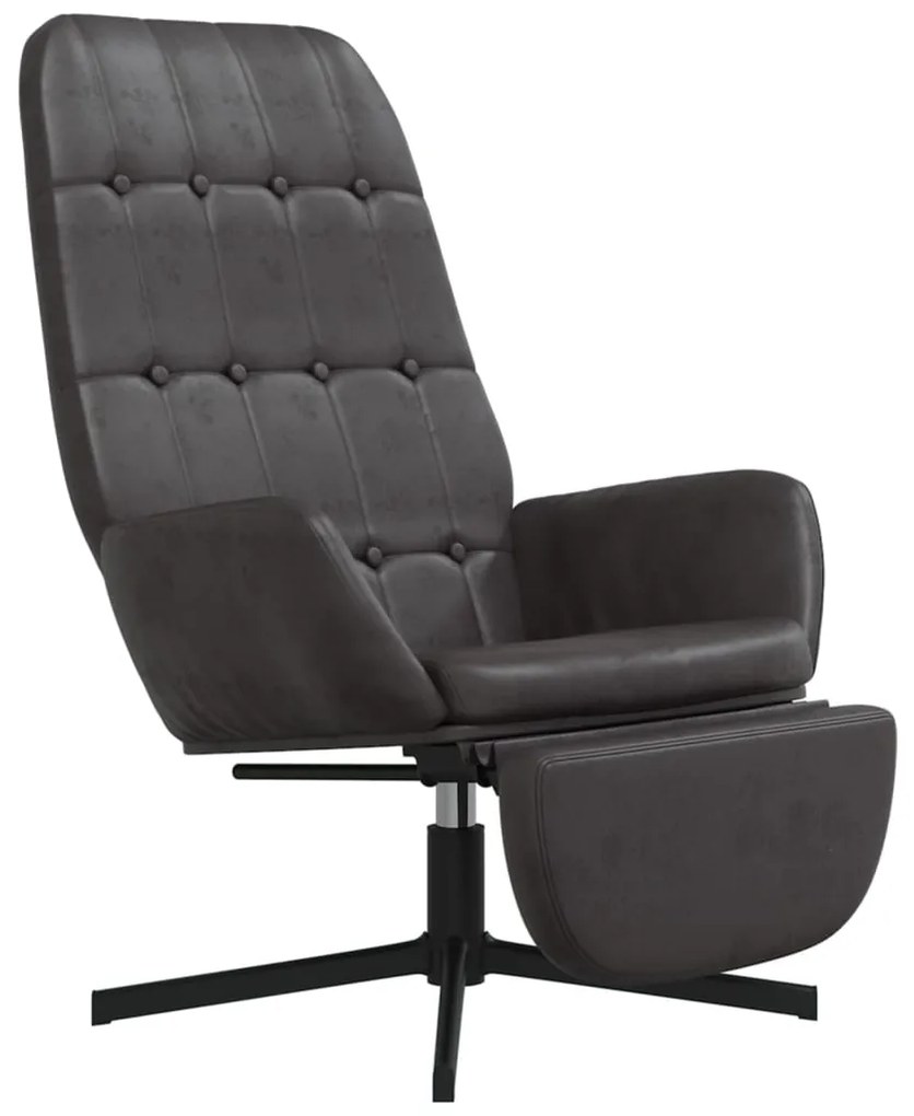 3097717 vidaXL Scaun de relaxare cu taburet, negru lucios, piele artificială