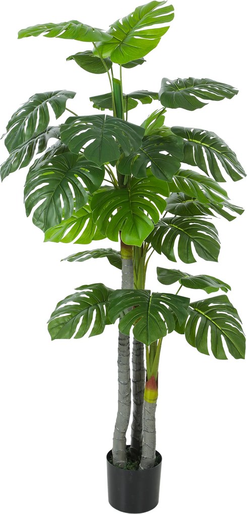 HOMCOM Arbore artificial Monstera H.1,5 m Trunchi și ramuri realiste, finisaj mușchi, frunze 'tortue', ghiveci inclus | Aosom Romania