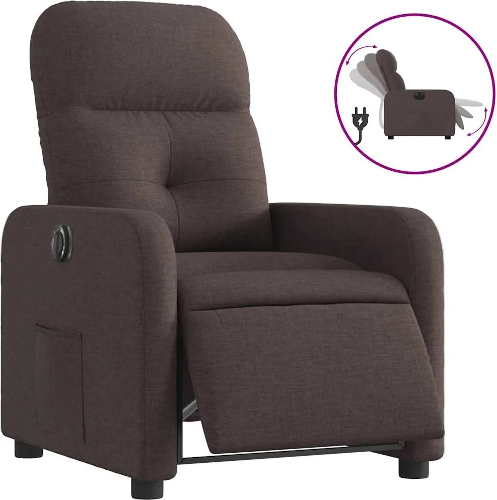 vidaXL Fotoliu rabatabil electric, maro închis, material textil