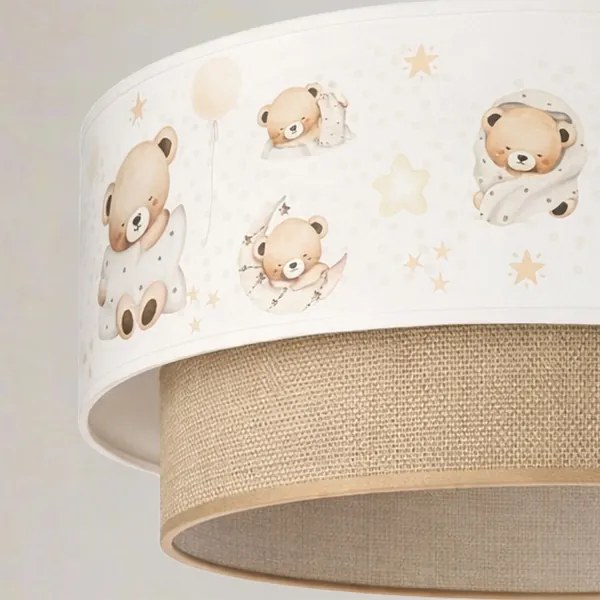 Brilagi - Lustră LED pentru copii pe cablu BOBO, 1x E27/60W/230V, Ø 40 cm, alb/bej/ursuleț