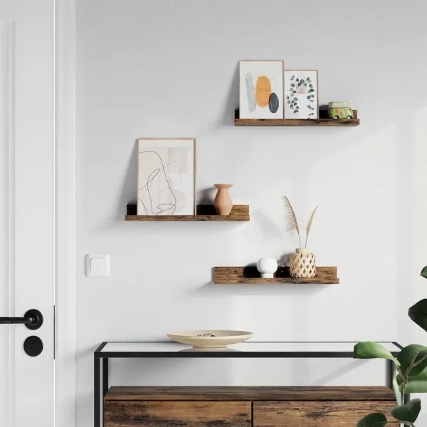 Set de 3 rafturi de perete SHELFY, maro