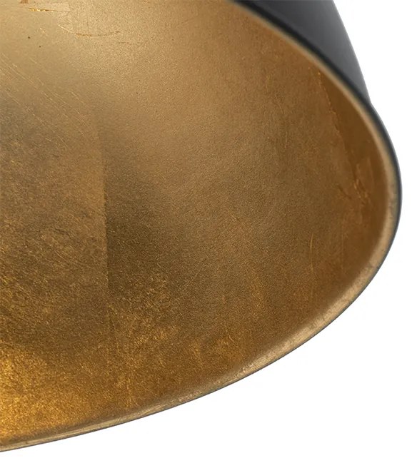 Lampă suspendată industrială neagră cu auriu 2 lumini - Magnax