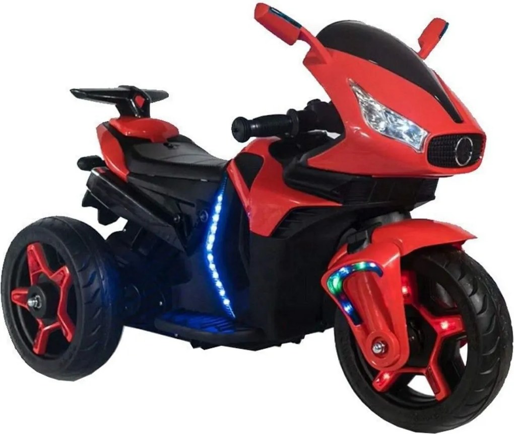 Motocicleta Electrica cu Acumulator Pentru Copii NOVOKIDS™ Shadow Motor, 2-6 ani, max 40 kg, Cu Sunete si Lumini LED, Trotineta Electrica, 3 Roti,