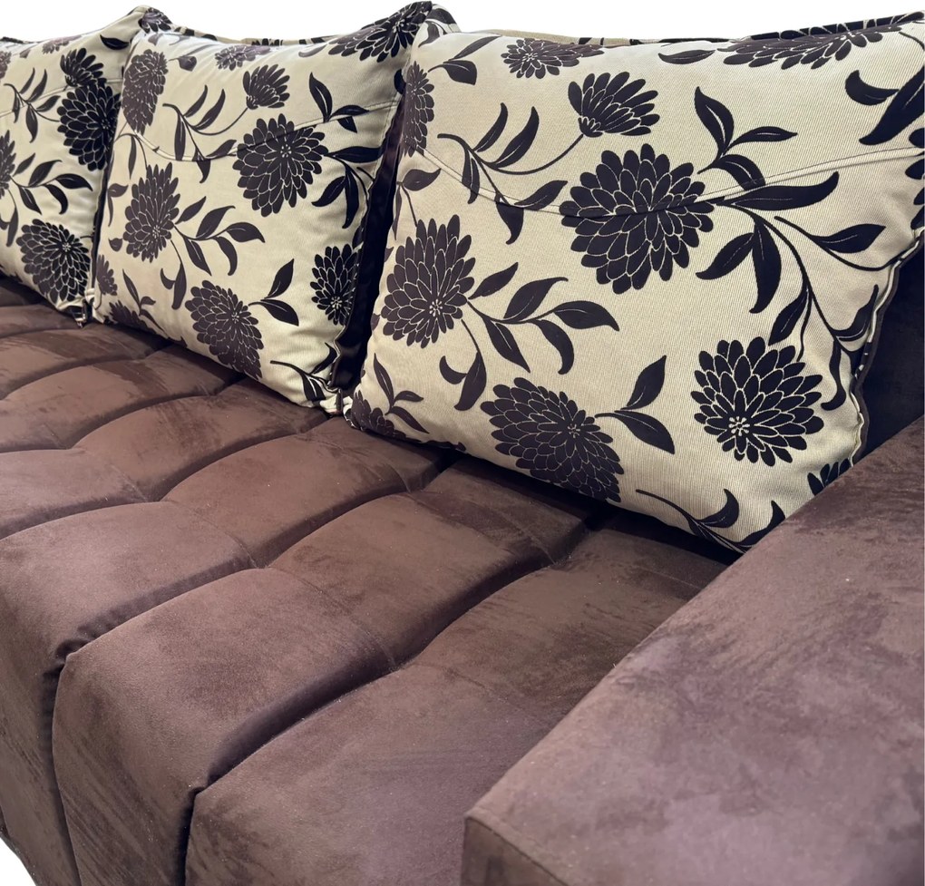 Canapea ZARA extensibila, 3 locuri, cu lada de depozitare, stofa suede maro si bej , 220x95x80 Maro + Bej, Stofa Suede