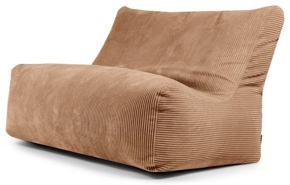 Fotoliu bean bag maro cu tapițerie din catifea reiată Sofa Seat Lounge – SLOWDOWN