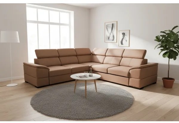 Colțar extensibil reversibil GRANADA, cu spațiu de depozitare, maro