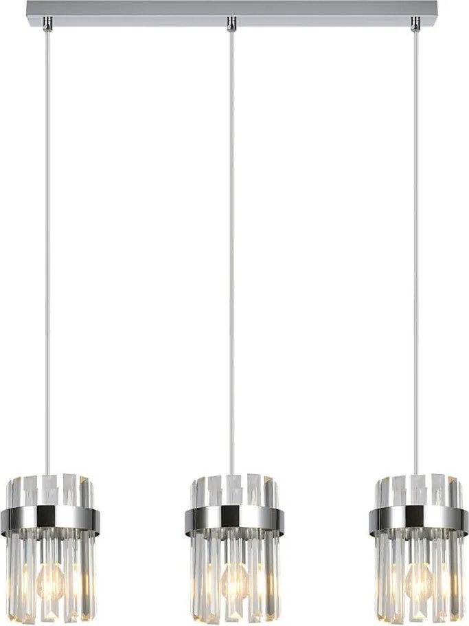 Lustră suspendată pe cablu VETRO, 3xE14/10W/230V, crom lucios