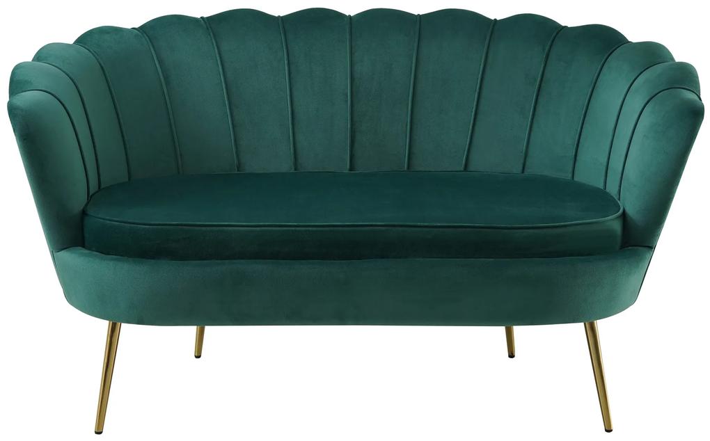 Canapea din catifea Shell verde, 2 locuri