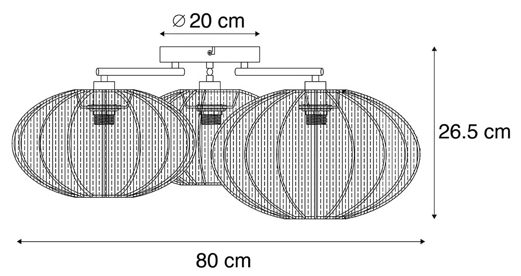 Japandi plafondlamp wit 3-lichts - Multi Bida