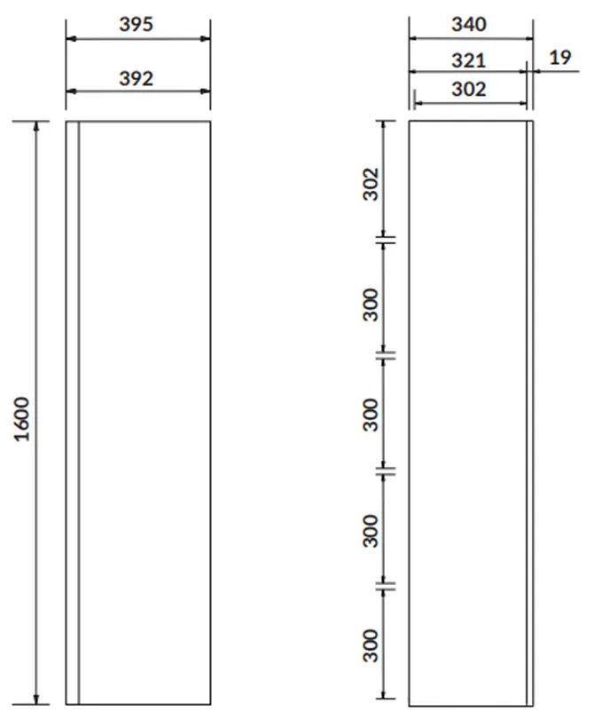 Dulap baie suspendat Cersanit Moduo, o usa, 160 cm, alb, montat Alb