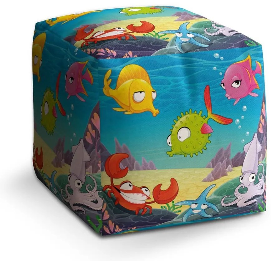 Taburet Cube lume subacvatică 2, colorat