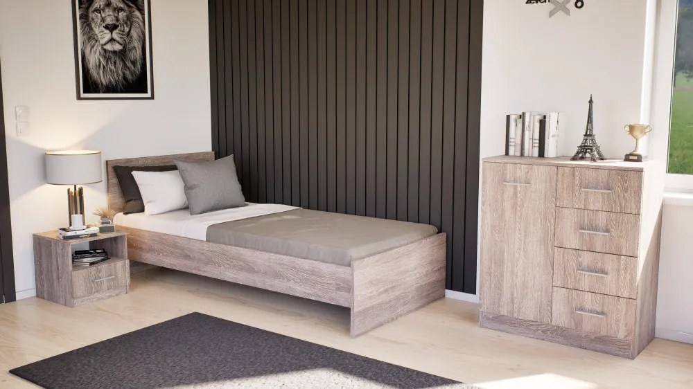 Pat single Miami 90x200 cm stejar York-stejar York