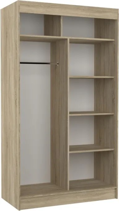 Dulap cu usi glisante si oglinda 120x215 cm, Keita, ADRK Furniture (Culoare: Negru / Alb Lacobel)