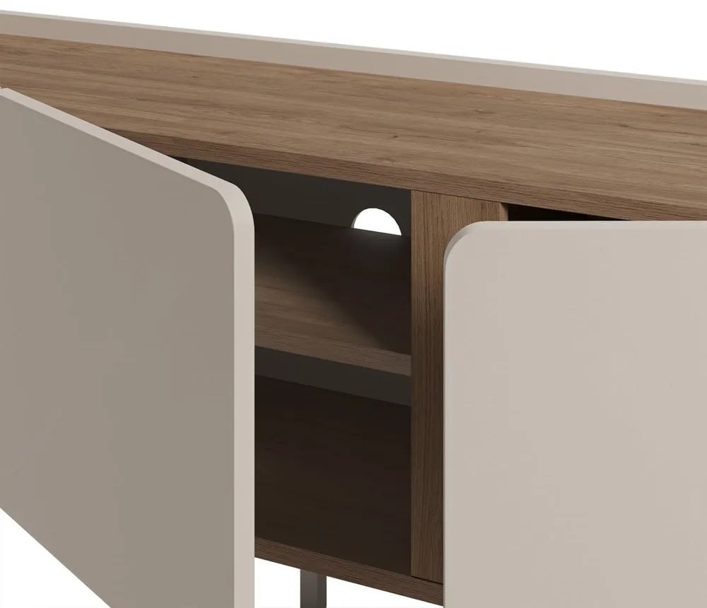 Comodă TV crem/în culoare naturală cu aspect de lemn de stejar 140x53x35 cm Lucile – Marckeric
