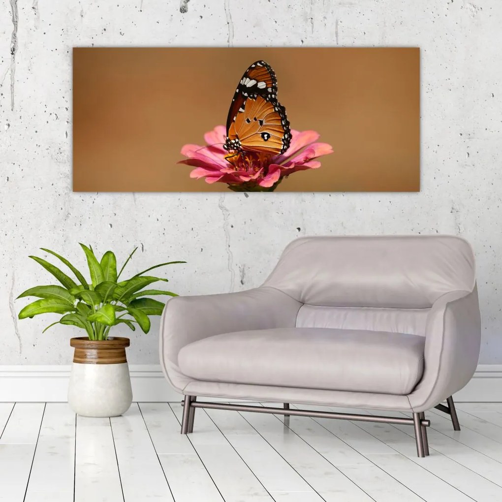Tablou cu fluture pe floare (120x50 cm)