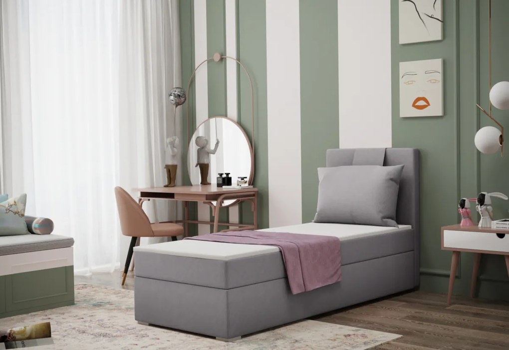 Expedo Pat tapitat boxspring MIRANDA + topper, 90x200, soro 34, dreapta