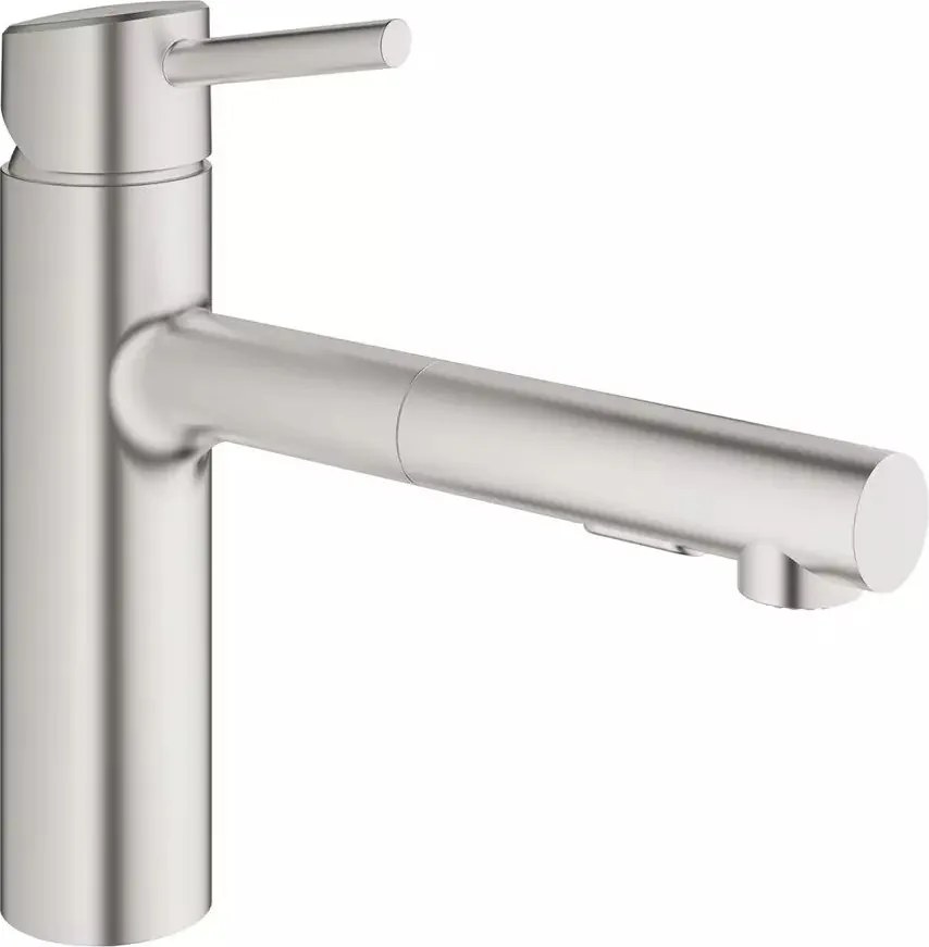 Baterie bucatarie cu dus extractibil Grohe Concetto crom periat Supersteel