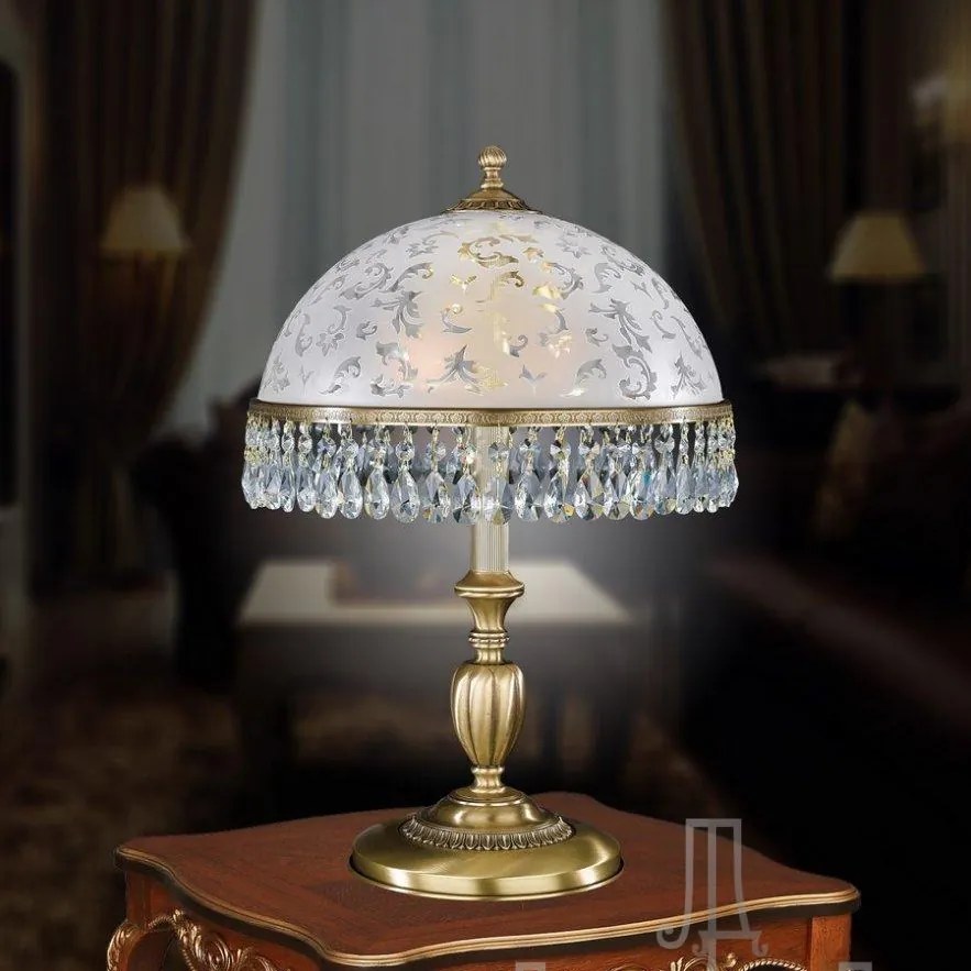 Lampa de masa design clasic realizata manual din alama si Cristal Scholer 6200