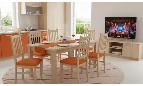 Scaun de dining SIMON stejar/portocaliu