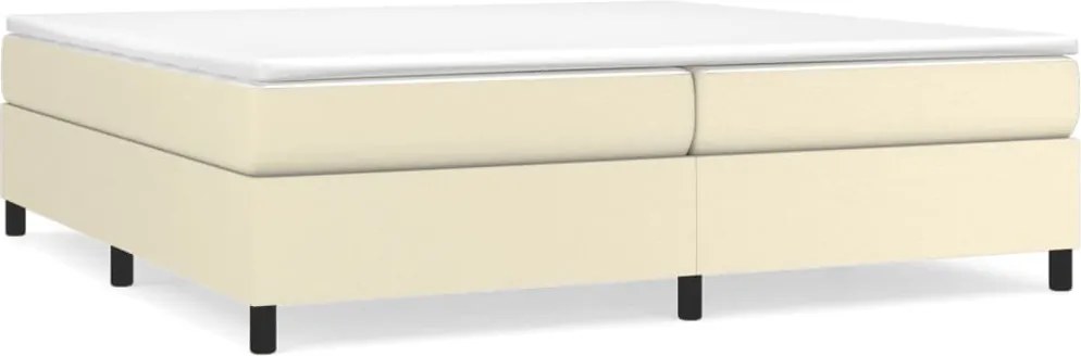 vidaXL Pat continental cu saltea, crem, 200x200 cm, piele ecologică