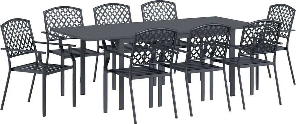 vidaXL Set de masă pentru grădină 9 pcs Antracit Oțel