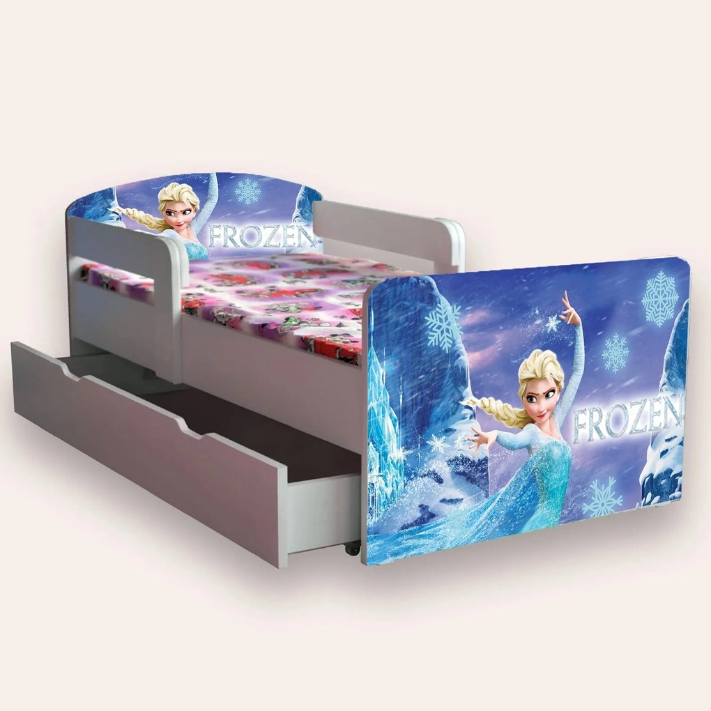 Pat Pentru Fete Frozen Cu Manere Mare 2-12 Ani Pentru Saltele 160x80 Cu Sertar Cu Saltea Inclusa Cmg48227140895060