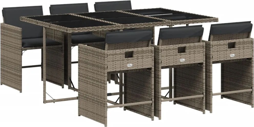 vidaXL Set mobilier de grădină cu perne, 7 piese, gri, poliratan