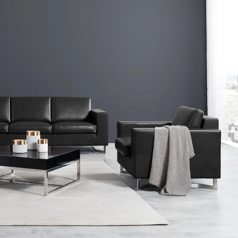 Canapea Herold, cu trei locuri, neagra