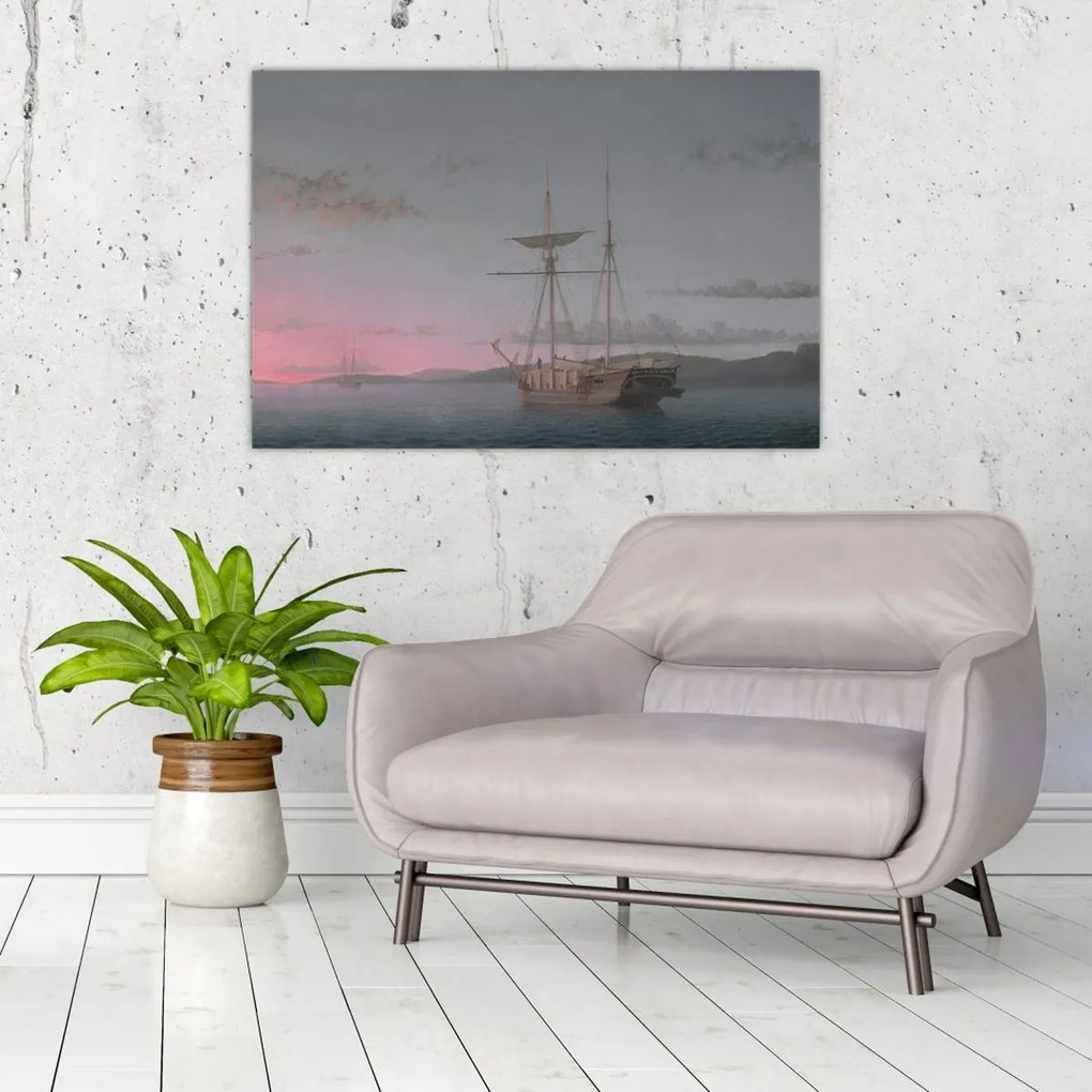 Tablou - Fitz Henry Lane, Lumber Schooners at Evening on Penobscot Bay, reproducere (90x60 cm)