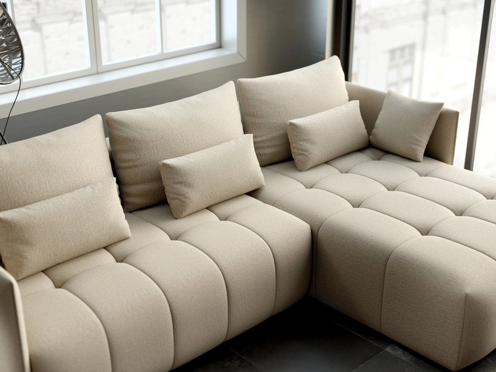 Colțar extensibil dumonde cu ladă de depozitare si sezut confortabil din spuma high-density, Malta Enjoy Camel II 235x185 cm