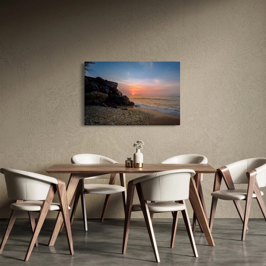 Tablou apusului de soare pe plajă (90x60 cm)